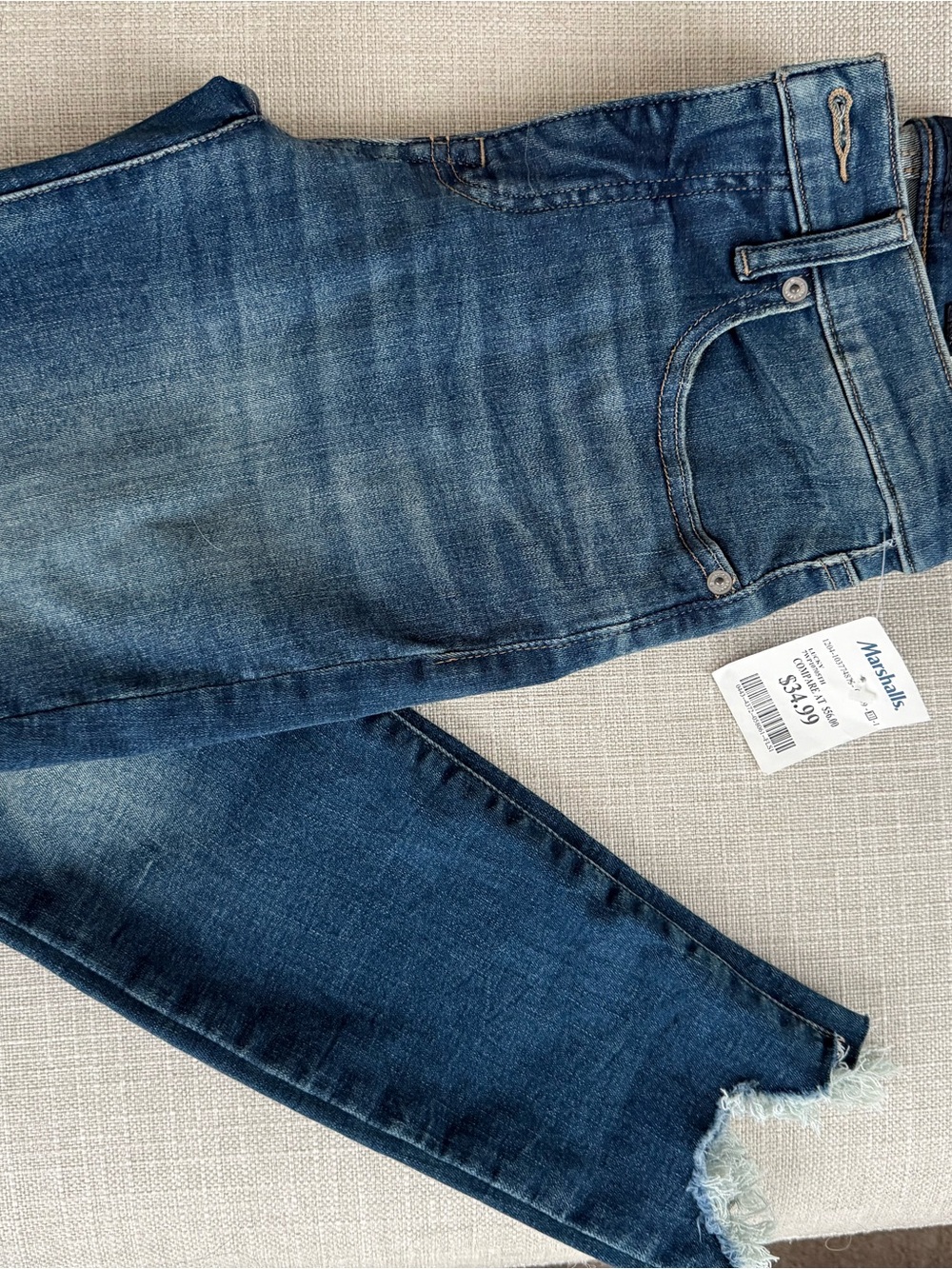 Lucky Brand Medium Blue Frayed Hem Ankle Jeans